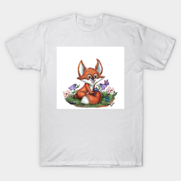 Little red fox T-Shirt by Artofokan